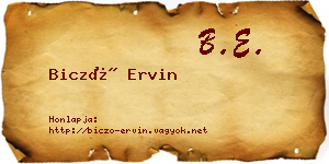 Biczó Ervin névjegykártya